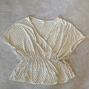 H&M Off-white and clack minimalist printed wrap shirt